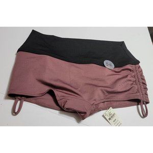 NWT Victoria's Secret "PINK" Gym to Swim Ruched Shorts Brown/Black XS